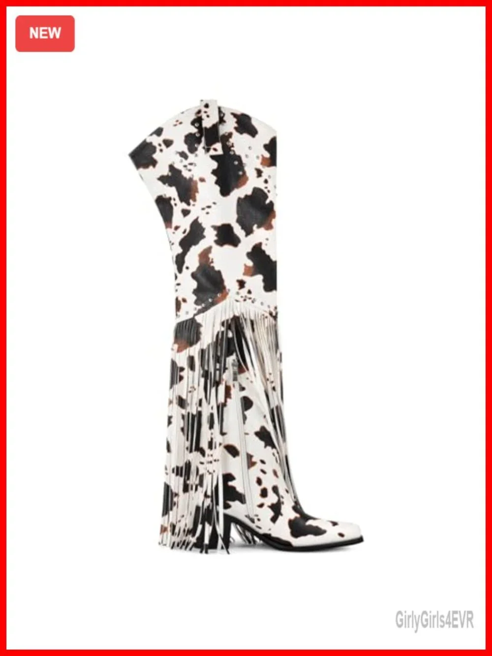 Fringe Over Knee Cowgirl Boots with Stacked Heel